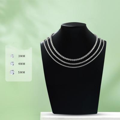 China Wholesale Classic 925 Sterling Silver Iced Out VVS Moissanite Thin Chains Wholesale Tennis Hiphop Jewelry 3mm Thin Necklace for sale