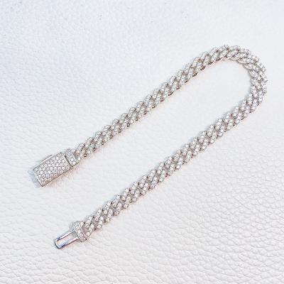 China Fine Jewelry 925 Sterling Silver Pass Diamond Hip Hop Tester 6.5mm Iced Out VVS Moissanite Cuban Link Chain Bracelet for sale