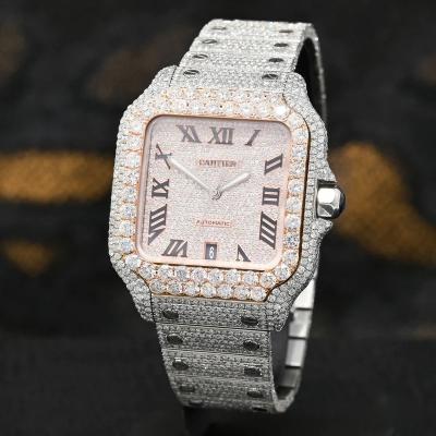 China Custom Luxury Hip Hop Iced Out VVS Moissanite Diamond Mechanical Watch Men And Women Automatic Date Watch for sale