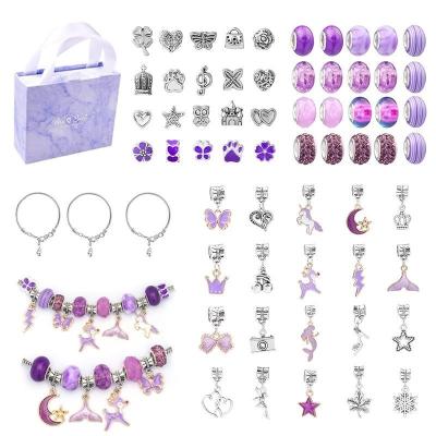 China Wholesale Cute Mermaid Jewelry Making Set Multi Unicorn Diy Charm Bracelet Making Kit For Kids for sale