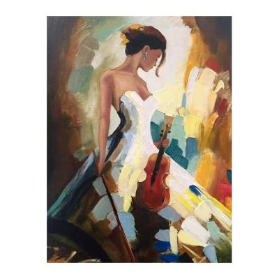 China Beautiful Elegant Girl Diy 5D Diamond Painting Impressionist Home Decoration Violin For Gift for sale