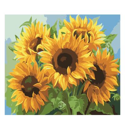 China CLASSIC factory direct five sunflower vase bring hope light 5d full drill diamond painting flowers for sale