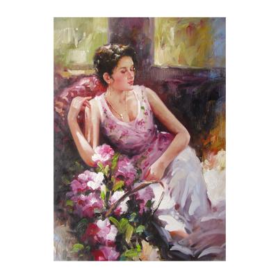 China Traditional Handmade Famous Artist Reproduction Romantic Modern Girl Print Figure Oil Painting Beautiful With Simple Frame for sale