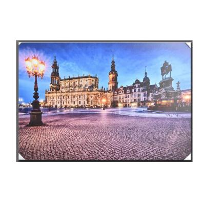 China Modern Luminous Lit Framed Wall Art Canvas LED Battery Picture Landscape City Printing for sale