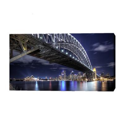 China Modern Modern Night Landscape Building Hanging Poster Stretched Picture Canvas Printing With Led Lights for sale