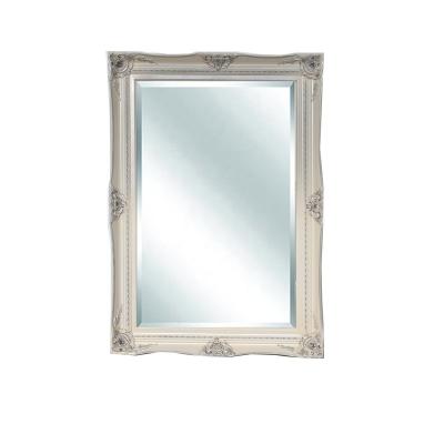 China Contemporary Stainless Ornate Unique White Color Adhesive Wooden Frame Box Shape Mirror In Frame for sale