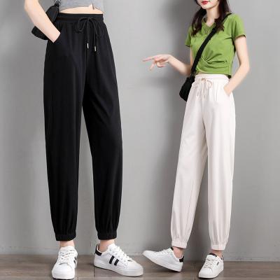 China QUICK DRY Women's Summer Sports Pants Thin Ice Silk Cotton Lantern Harem Pants Loose Feet Mosquito Repellent Beam Casual Cool Trousers for sale