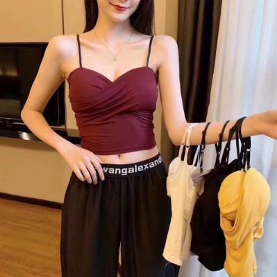 China QUICK DRY ladies adjustable shoulder straps toss wireless sports vest back seamless tube beauty bra wrap top tank top for sale