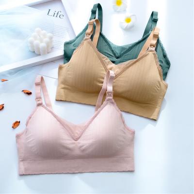 China Anti-Allergy Maternity And Nursing Bras Double Wireless Nursing Bra Open Front Bras Sleep Underwear Nursing Bra for sale