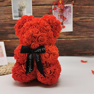 China Lovely 25cm Colorful Innovative Colorful PE Foam Rose Bear Gift Box For Valentine's Day Gifts for sale