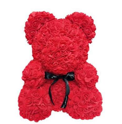 China Beautiful Colorful Artificial Flower Wedding Decor Supplies Valentines Day Gift Teddy Rose Bear Rose Teddy Bear 40cm With Box for sale