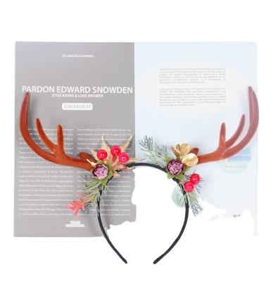 China Christmast Ornament Large Antlers Simulation Flower Headband Christmas Decorations Hot New Ware Christmas for sale