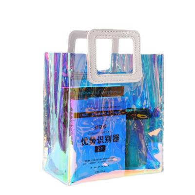 China Hot Selling Jelly Dazzling Laser Fashion Pvc Good Quality Laser Gift Transparent Handbag for sale