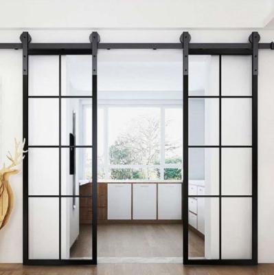 China Customized Contemporary Class Doors Wrought Iron Steel Framed Glass French Door With Tempered Glass for sale