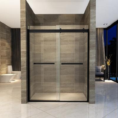 China Modern Shower Glass Door Frame Black Color Aluminum Door for sale