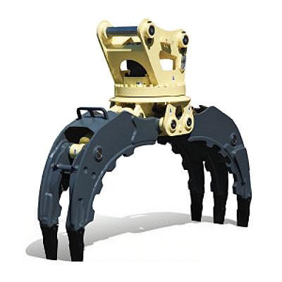 China Hydraulic Excavator Rotating Grapple , Rotatable Wood Grapple For Excavator for sale