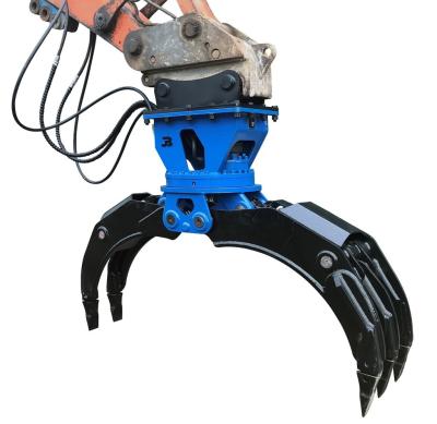 China Hydraulic Log Grapple Mini Excavator Rotating Wood Grapple Timber Grapple for sale