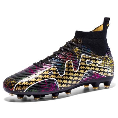 China Custom High Top Mens Training Turf FG Boots PVC Spikes Football Futsal Shoes for sale