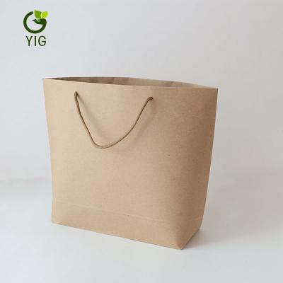 China Recyclable Wholesale Custom Printed Your Own Logo White Brown Kraft Gift Craft Shopping Paper Bag With Ribbon Handles for sale