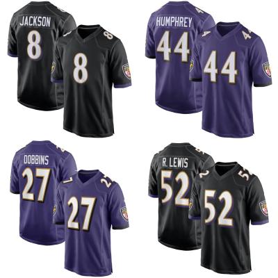 China Breathable Custom City Jackson 8 Humphrey 44 Baltimore Ray Lewis 52 Raven Team Club Uniform Stitched American Football Jerseys for sale