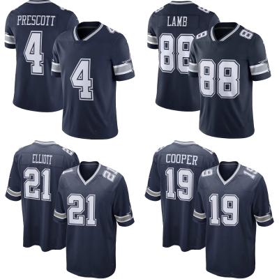 China Dallas City Team Club Uniform Breathable Custom Stitched Football Jersey Cowboy Navy Game 4 Prescott 88 Game 4 Lamb 21 Elliott for sale