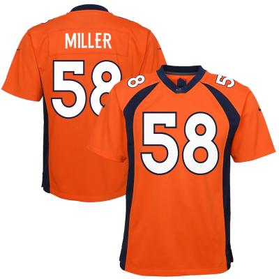 China Denver City Team Club Uniform Breathable Custom Stitched Orange Football Jersey Bronco Game 58 Miller 31 Simmons 2 Surtain II for sale