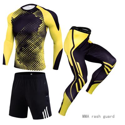 China Breathable 3 Piece Tracksuit Men Running Sports Suit Muttahida Majlis-e-Amal Compression Sportswear Rash Guard Bodybuilding T-shirt Pants Male Training for sale