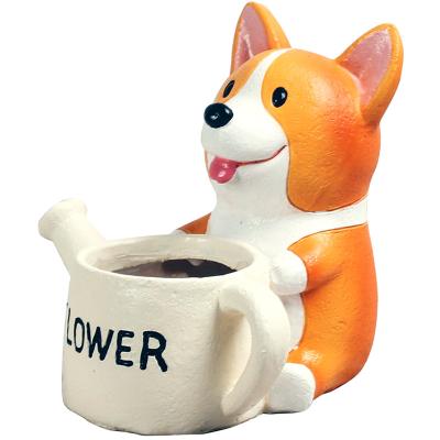 China Art Decor 2022 New Goods Wholesale Royal Cute Corgi Dog Garden Flower Pot High Quality Cheap Price Animal Succulent Plants Pot for sale