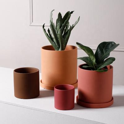 China CLASSIC 3 4 5 6 7 8 Inch Home & Garden Decoration High Quality Fancy Cylinder Ceramic Flower Plant Pot Planter Flowerpot for sale