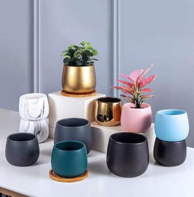 China Durable Nordic Colorful Decor Terracotta Planter Glazed Ceramic Flower Pot Succulent Plant Pots for sale