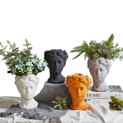 China Minimalist Home & Garden Head Shape Decorative Indoor Cement Made Succulent Plant Flower Pots & Planters for sale