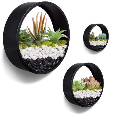 China Modern Garden Home Living Room Decoration Wall Hanging Flower Metal Pots Set For Plants for sale