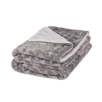 China Warm Super Soft Premium Throw Blanket Triangle Flannel With Sherpa Keep Warm For Sofa And Bed for sale