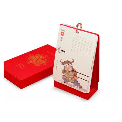 China China Factory Gifts High Quality Promotional Advent Desk Calendar Red Calender Year Of The Ox Calendar for sale