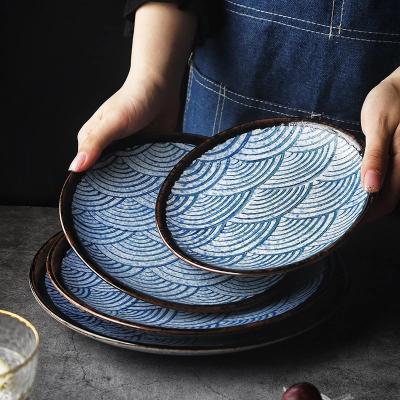 China Viable The Latest Design Tableware Retro Steak Serving Plate Japanese Porcelain Plates Ceramic Dinner Plate Set For Restaurant for sale