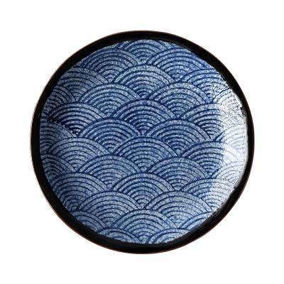 China Sustainable Vintage Style Tableware Round Dessert Dining Plates Custom Plate Restaurant Japanese Ceramic Dishes for sale