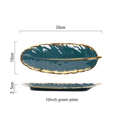 China Viable Nordic Style Feather Banana Leaf Dish Home Decor Storage Dish Jewelry Tray Porcelain Ceramic Dessert Dish for sale