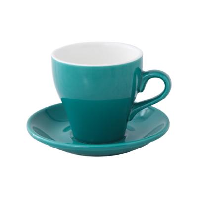 China New Style 350cc Viable Modern Multicolor Glaze Coffee Cups Porcelain Coffee Cup And Saucer for sale