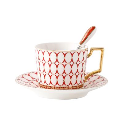 China Afternoon Tea Stripe Pattern New Design Coffee Cup Durable Weather Used Luxury Ceramic Tea Cup And Saucer for sale