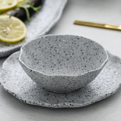 China Viable Factory Direct Sale Tableware Granite Bowl Set Exquisite Dish Set Modern Japanese Ceramic Dinner Set for sale