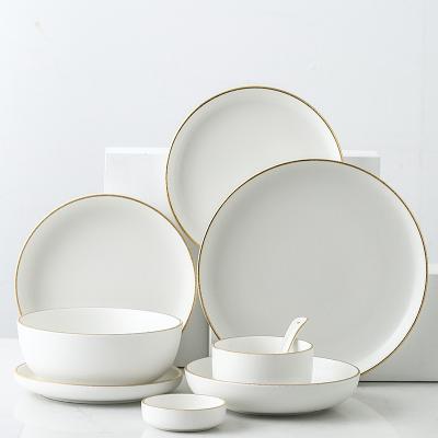 China Viable Wholesale White Dinner Table Sets Chinese Dish Dinnerware Hotel Bone China Dinner Set Tableware for sale