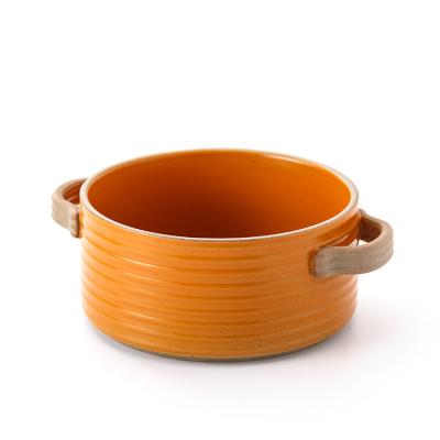 China Creative Double Glaze Japanese Ear Color Bowl Household Salad Instant Noodle Ramen Stocked Ceramic Bowl for sale