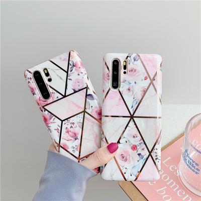 China Eco-friendly Best Selling 2020 For Huawei p40 Phone Case Marble Plating Soft TPU Back Cover Case For Huawei p20 30 40 for sale