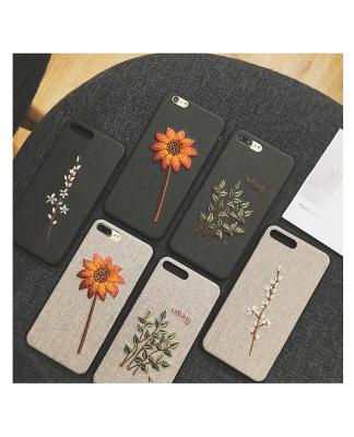 China Retro iPhone X Case Rose Flower Soft Cover For Phone Case Eco-friendly Embroidery Fabric for sale