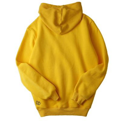 China Anti-Wrinkle Custom-Hoodies Yellow Pull Hip Hop Streetwear Terry Heavy Men French Sleeve Pocket Hoodies for sale