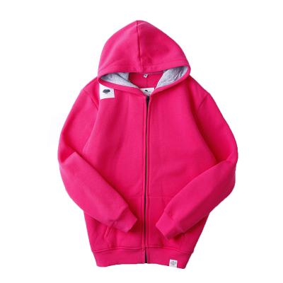 China Anti-wrinkle 2021 Custom Logo Fashion Oversized Pink Heavy Weight Full Zipper Cotton Men Hoodies for sale