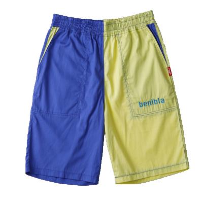 China Man Casual Anti-wrinkle Urban Streetwear Half Pants Pockets 2 Color Royal Blue Yellow Block Sweat Knitting Mens Shorts for sale