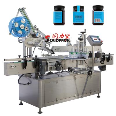 China Automatic Top And Side Labeling Machine Solidpack Factory Direct Supply Automatic Double Side Honey Jar Top And Side Labeling Machine for sale