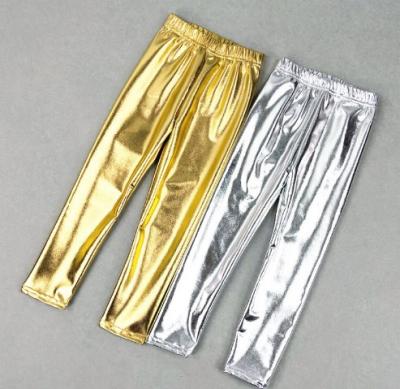 China Anti-wrinkle fashion gold and silver denting pants Europe and the United States children outside gold hot pants for sale