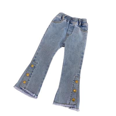 China Autumn Clothes Girls Foreign Style Autumn And Winter 2021 New Children's Jeans Girls Anti-wrinkle Flare Pants Baby Stretch Pants for sale